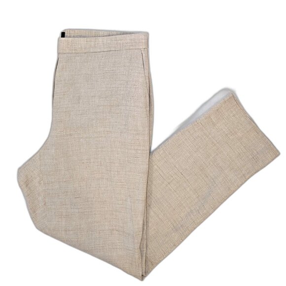 Theory | Linen Treeca Pull-On Ankle Pant Eco Sharkskin in Oat Melange | Size 6 - Picture 5 of 10